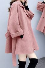 韩版秋冬胖加大码宽松中长款毛呢风衣开衫外套裙套装女斤潮