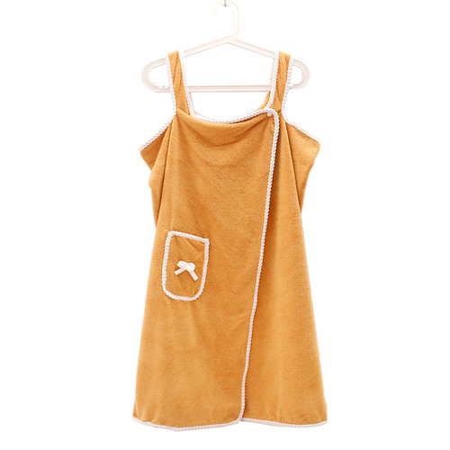 Coral velvet bow pocket strap bath robe super soft absorbent can be worn as a large bath towel for home use shower wrap wholesale