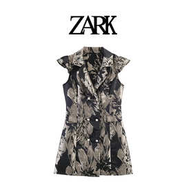 ZARK 欧美新款时尚气质潮流双排扣飞飞袖连衣裙 跨境外贸女装批发