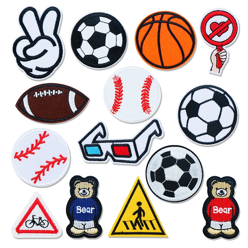 Computer Embroidered Football Basketball Rugby Bear Series Cloth Patch Embroider Clothing Hat Decoration DIY Patch Patch