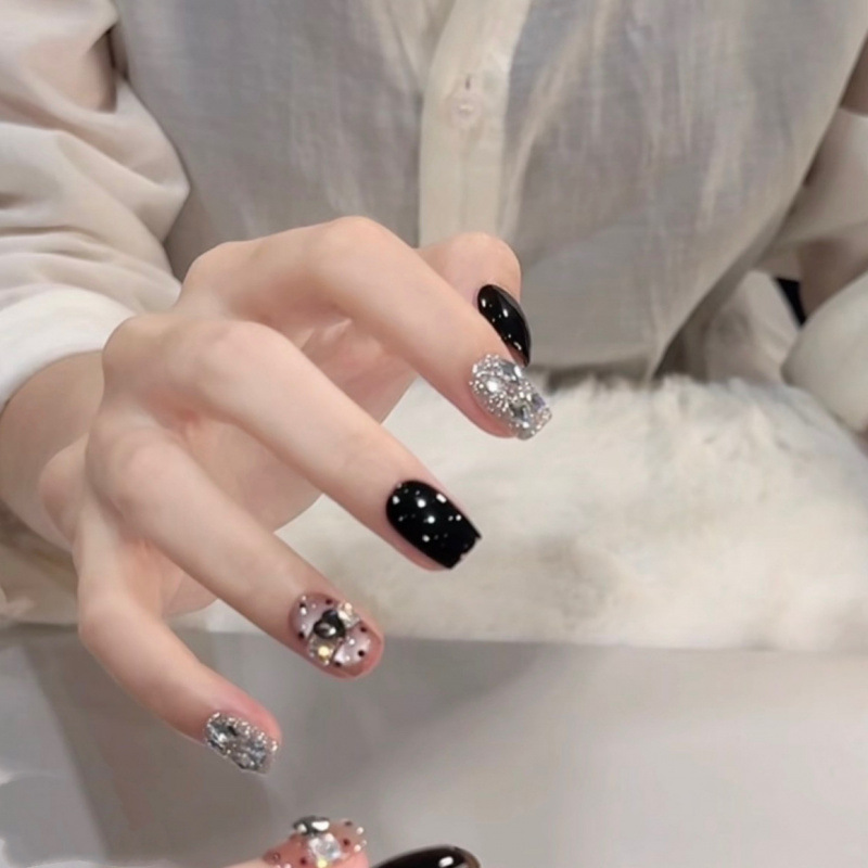 【Dark Night】Purely Handmade Wearable Nails, Black Light Luxury Phototherapy Nails, High-End, Brightening, Purely Handmade Wearable Nail Tips 【Dark Night】Purely Handmade Wearable Nails, Black Light Luxury Phototherapy Nails, High-End, Brightening, Purely Handmade Wearable Nail Tips