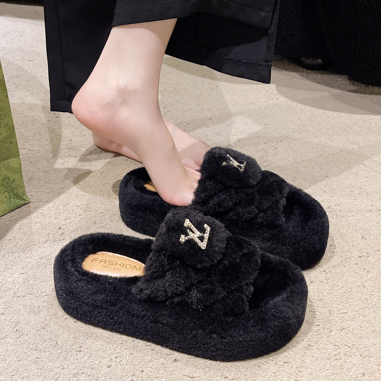 demi-season fashionable keep warm slippers platform for leisure