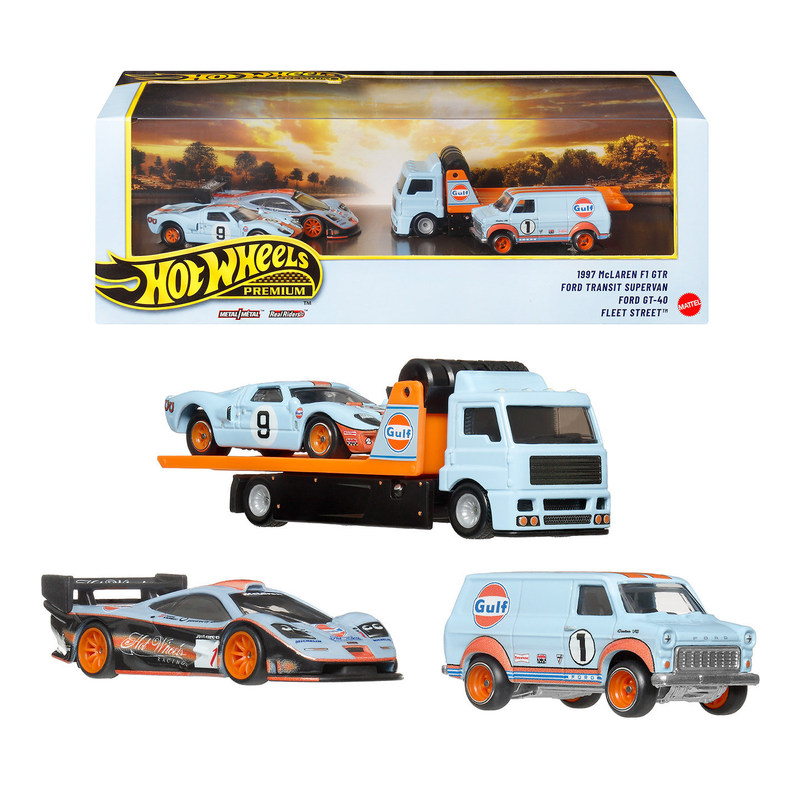 Hot Wheels Car Culture Gulf Oil Garage Set McLaren F1 Ford GT40 Alloy Car Model Hot Wheels Car Culture Gulf Oil Garage Set McLaren F1 Ford GT40 Alloy Car Model