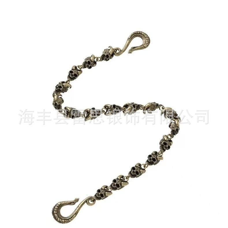 European and American Gothic Rock Style Domineering Necklace for Men Without Pendant Skull Chain Short Thai Silver Vintage Street Jewelry