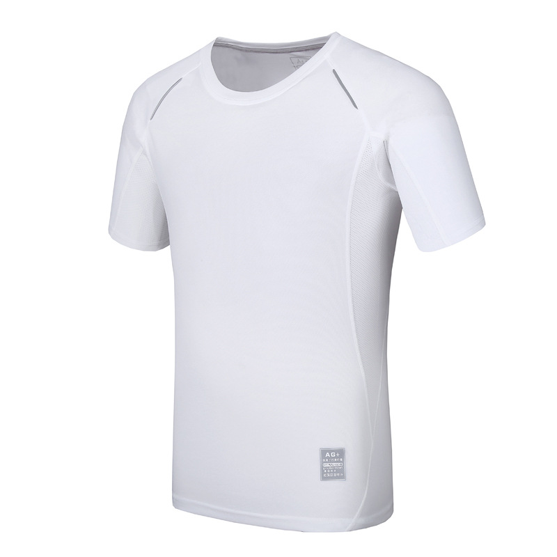 Ag de alta gama antibacteriano desodorante sudor absorción cuello redondo camiseta de publicidad deportiva reflectante de manga corta camiseta de secado rápido camiseta personalizada