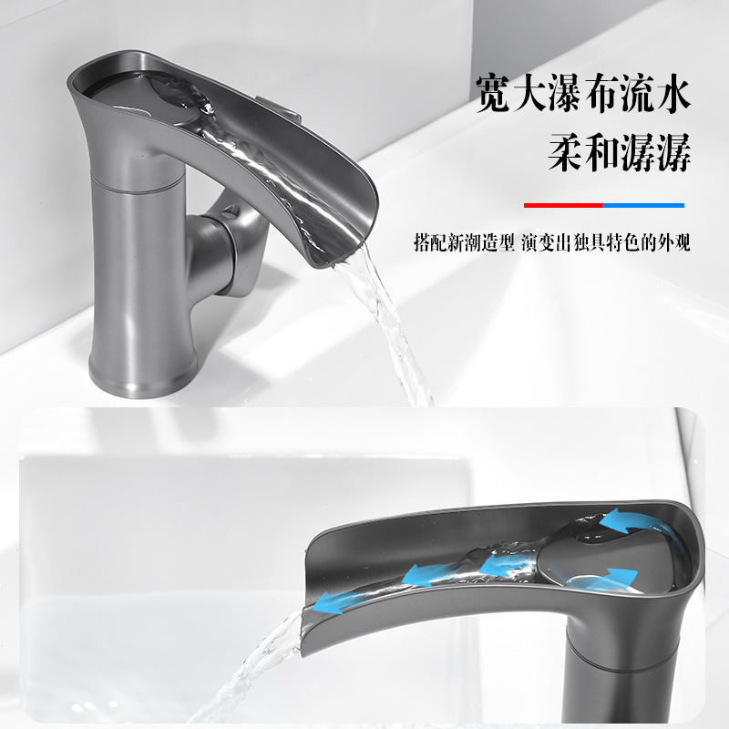 Uno por uno transfronterizo grifo dedicado lavabo de agua fría y caliente cascada de salida de agua de un solo agujero lavabo cuenca grifo