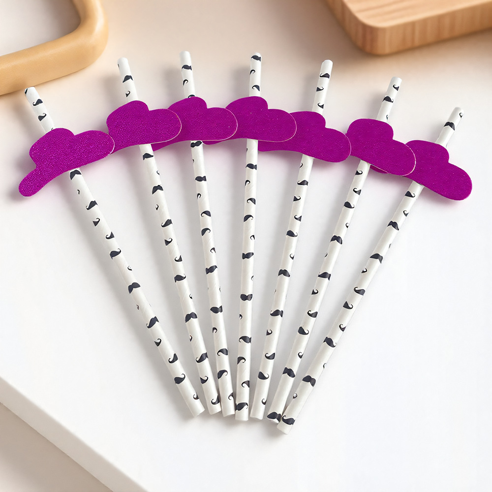 Fiesta transfronteriza decoración creativa paja vaca Rosa Bowler papel paja desechable decoración de bebidas