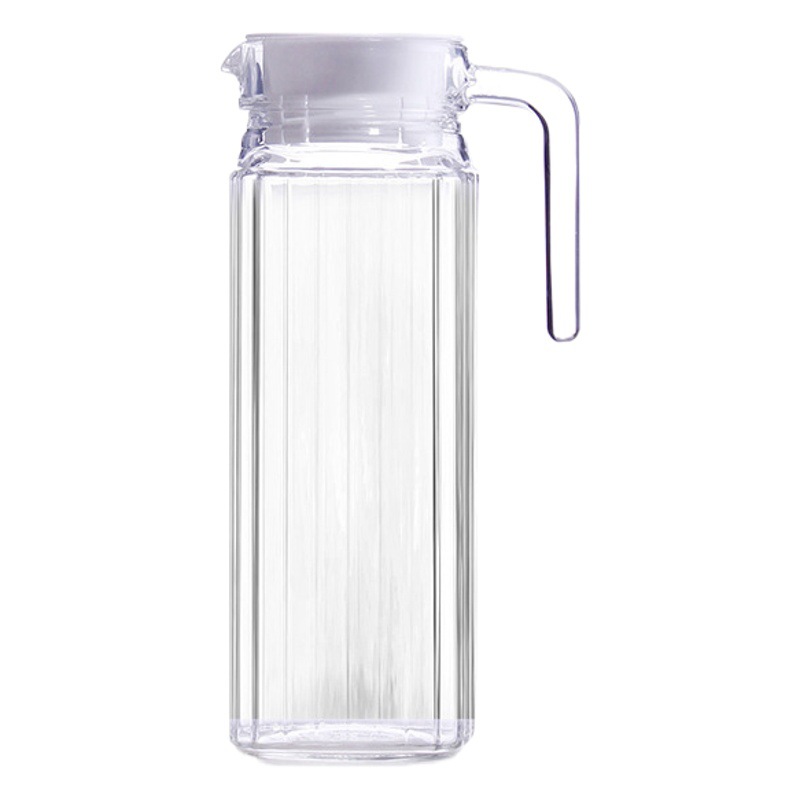 Jarra de agua fría de PC/acrílico, transparente, de plástico, con rayas octogonales, jarra de jugo gruesa, jarra de hotel resistente a caídas.