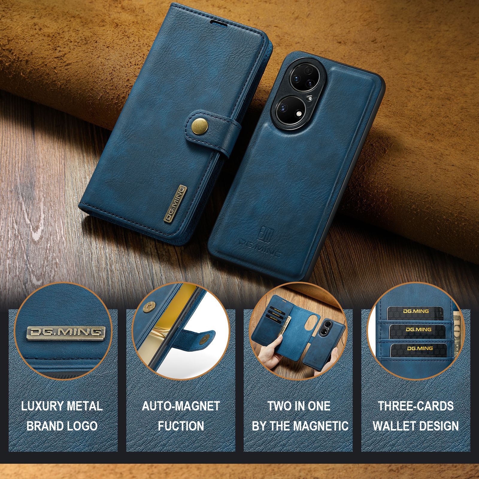 Magnetische Handyhülle Aus Leder Für Huawei P50 Und P50 Pro_voghion.com