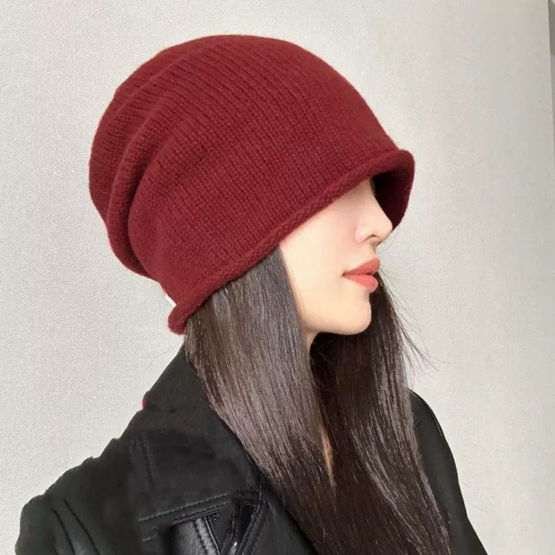 Korean single pile hat hat winter 100%pure wool hat knitted…