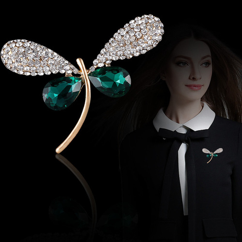 European and American Fashion Crystal Dragonfly Brooch Bouquet Animal Pin, Fashion Women's Clothing Brooch Wholesale