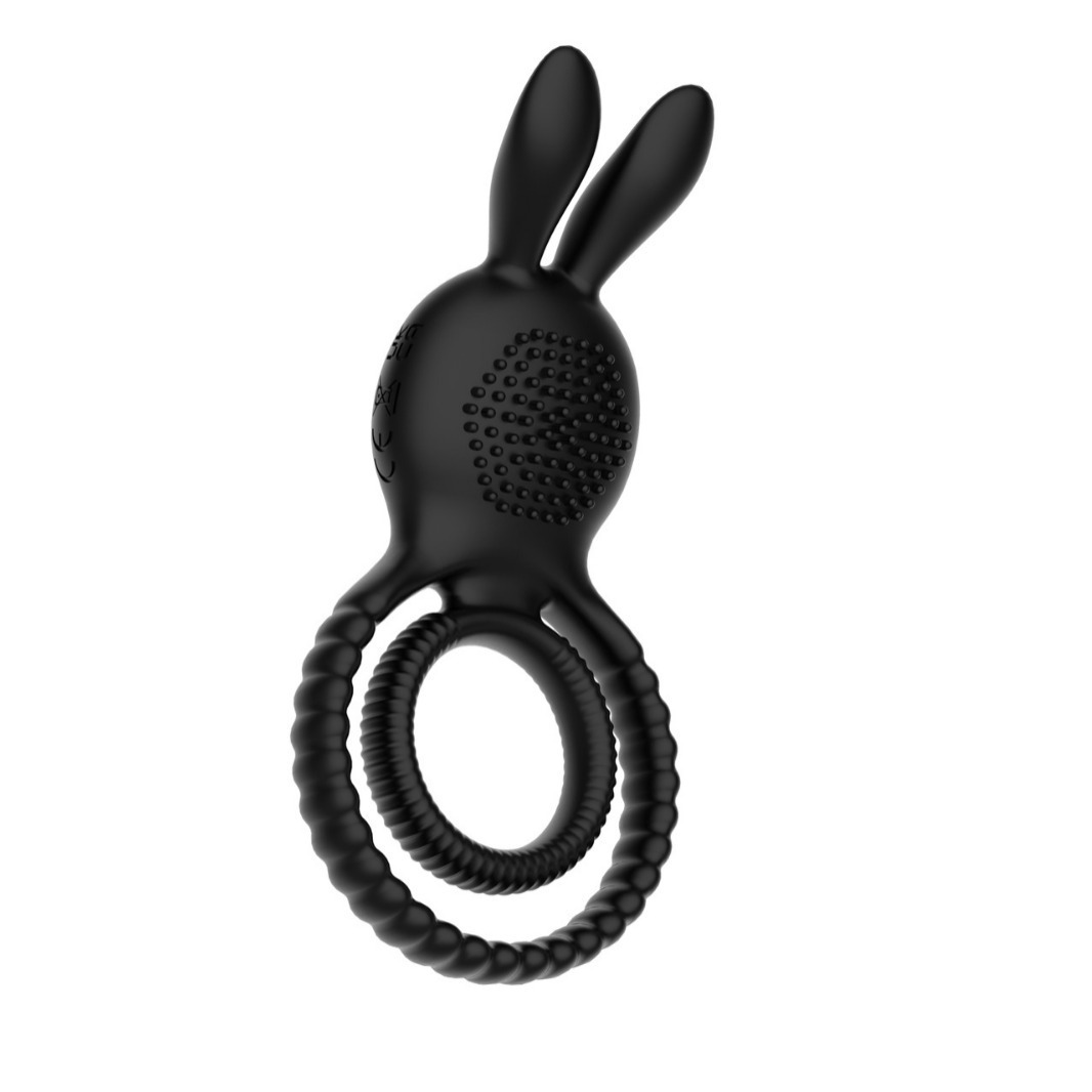 Remote Control Vibrating Rabbit Cock Ring with Silicone Body and Button Control — detail image 2