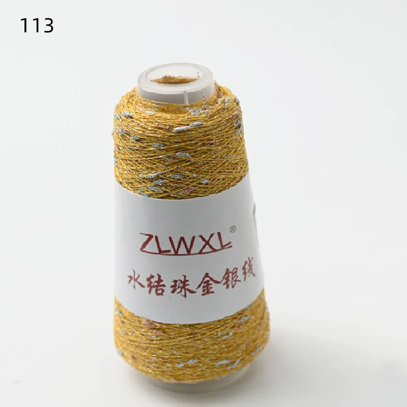 Woven silk threads handmade, 50 gram, gold and silver