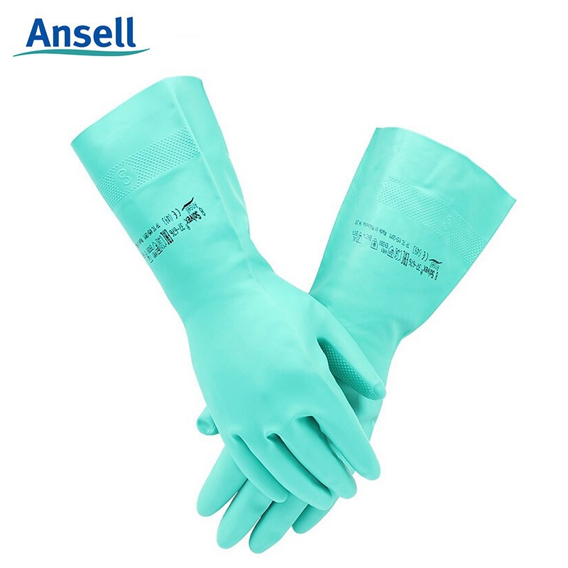 Ansell安思尔37-176丁腈防护手套33cm耐酸碱溶剂防化耐油工业手套