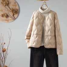 跨境保暖内搭90白鸭绒轻薄羽绒服女款2025冬季新款宽松简约菱格