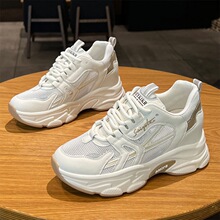 夏季透气网纱内增高老爹鞋7cm女鞋镂空网鞋厚底显腿长休闲鞋