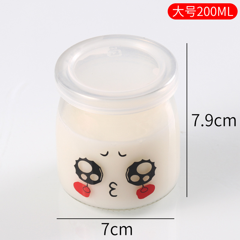 Vaso para pudín con tapa, botella de vidrio para pudín, tarro de miel, gelatina, vaso para mousse de leche de doble capa, vaso para yogur, patrones creativos al por mayor