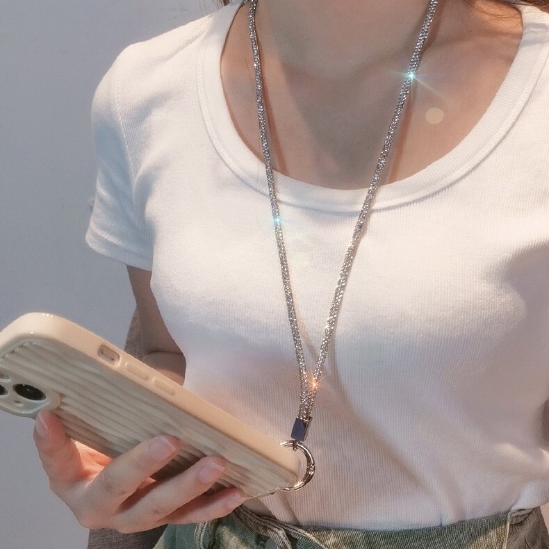 High-End Women's Wrist Phone Lanyard, Short Style with a Premium Feel, Full Diamond Anti-Loss and Anti-Drop Phone Clip Chain, Niche Trendy