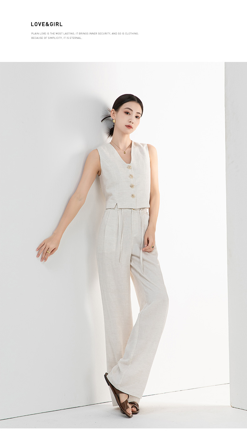Áo vest gile ngắn vải lanh phong cách tiền cũ Xinge, kiểu mỏng mặc đơn mùa hè — Màu gai chi tiết 25