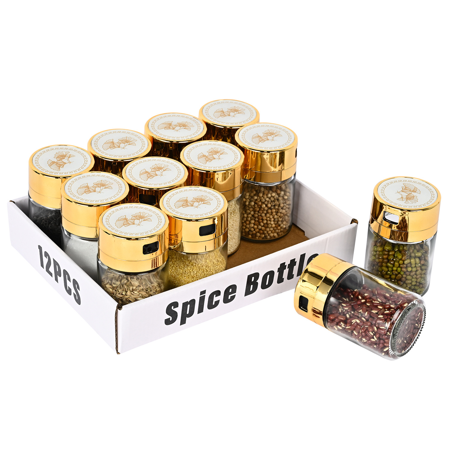 Venta caliente transfronteriza cocina de acero inoxidable Luz de lujo de vidrio condimento tarro traje hogar sellado de vidrio condimento tarro al por mayor