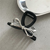 High-end metal black plastic hairgrip with bow, crab pin, light luxury style, bright catchy style