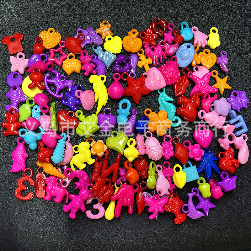 Solid Colorful Pony Flower Digital Acrylic Loose Beads DIY Handmade Bracelet Beaded Jewelry Accessories Pendant Pendant