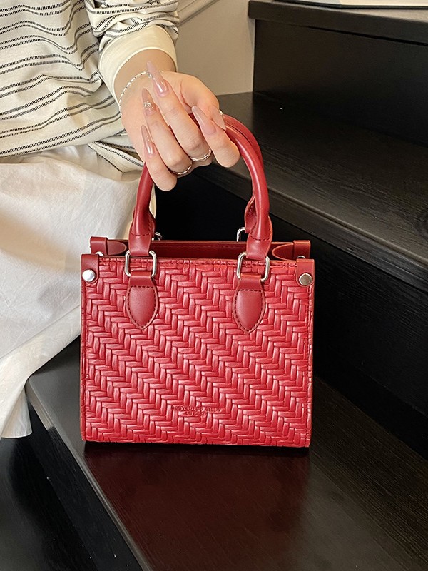 Bolsos de mujer Bolsos portátiles pequeños con patrón tejido Bolsos de mensajero de un solo hombro de moda transfronteriza 2025