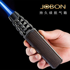 JOBON China windproof direct spray gun personalized kitchen baking blue flame inflatable metal cigar lighter customization