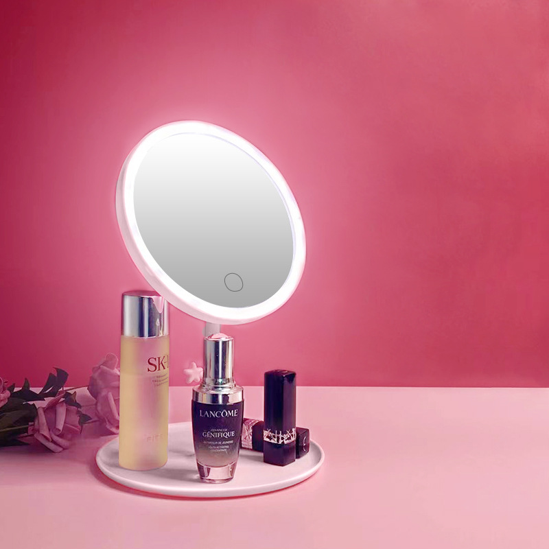 LED化妆镜台灯美妆镜折叠补光灯桌面收纳网红礼品创意充电小夜灯