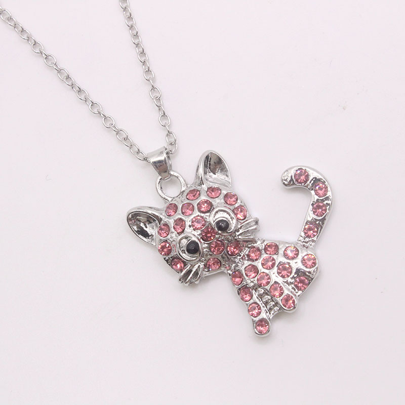 1 Piece Cute Cat Alloy Inlay Rhinestones Women's Pendant Necklace display picture 3