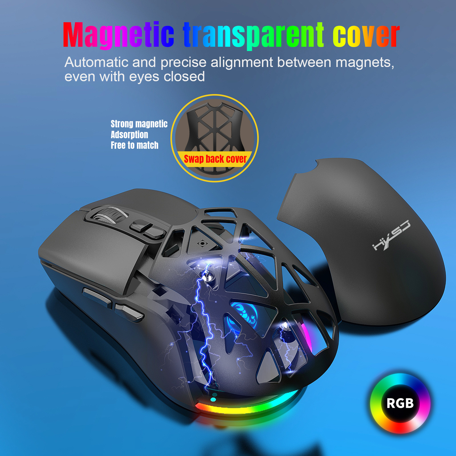 New dual-mode wireless mouse RGB backlight 4800dpi with built-in 650mAh rechargeable battery BT5.1_voghion.com