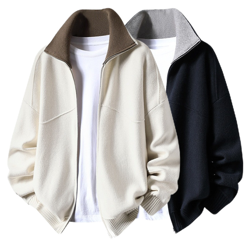 Explosiones transfronterizas europeas camisas de punto de tamaño grande suéter hombre polo camisa con la solapa cardigan chaqueta de negocios fábrica de tendencia mayorista