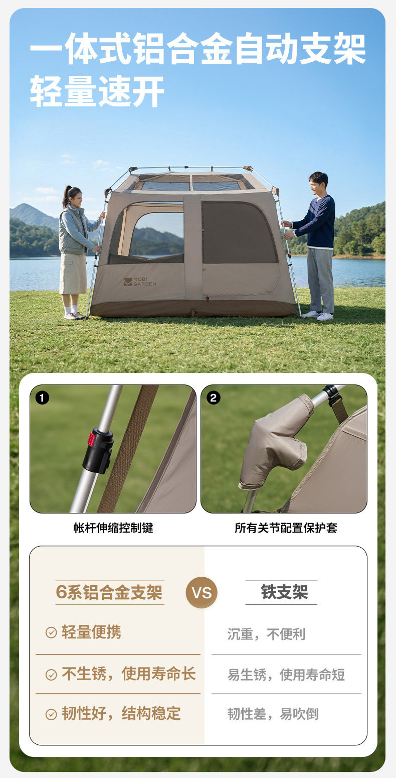 Source Factory Mugaodi Holiday Mountain Retreat 5.9 Quick-Open Automatic Tent Outdoor Rainproof Sunscreen Camping Equipment