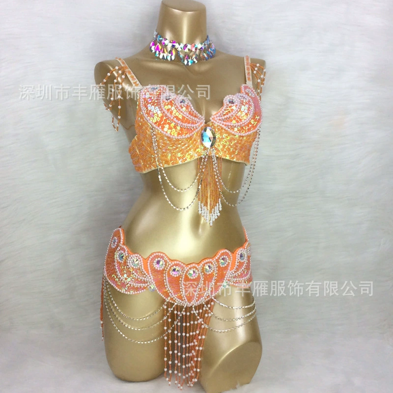 Nail sequins, bra, waist belt, set, suit, wholesale