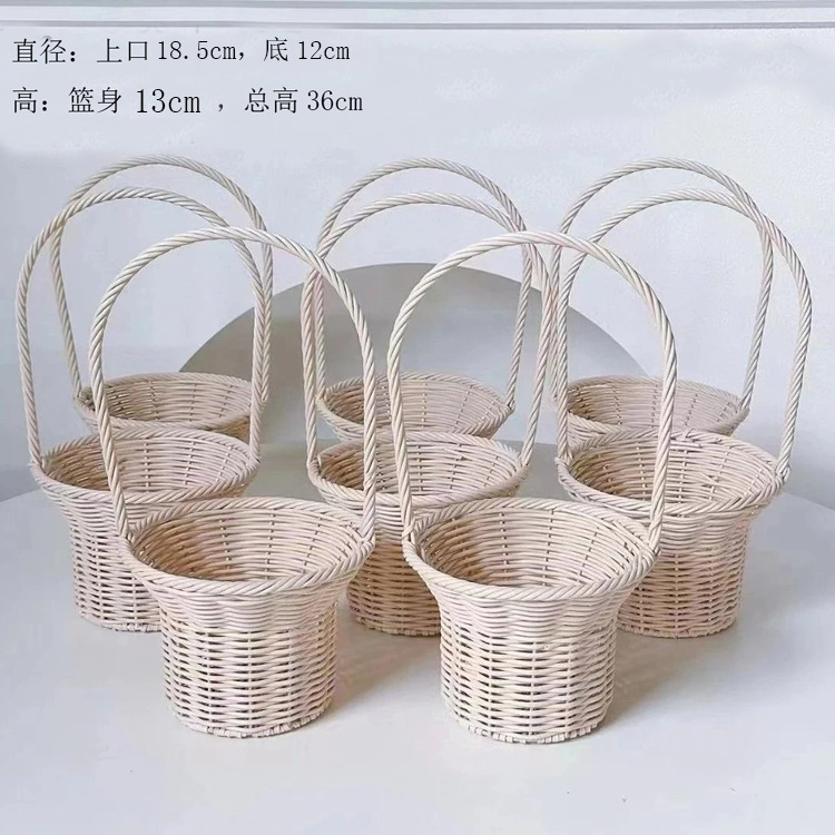 Cesta Portátil de Ratán para Flores de Vid Tejida a Mano para Arreglos Florales