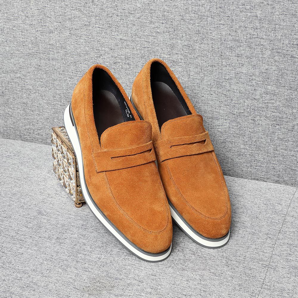 European Station hot selling suede men's first layer cowhide breathable lazy British slip-on loafers Tods fashion shoes