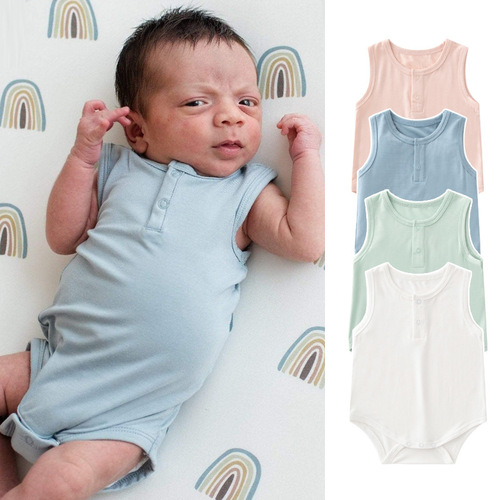 Bamboo fiber baby clothes summer thin bag baby summer sleeveless vest newborn baby romper