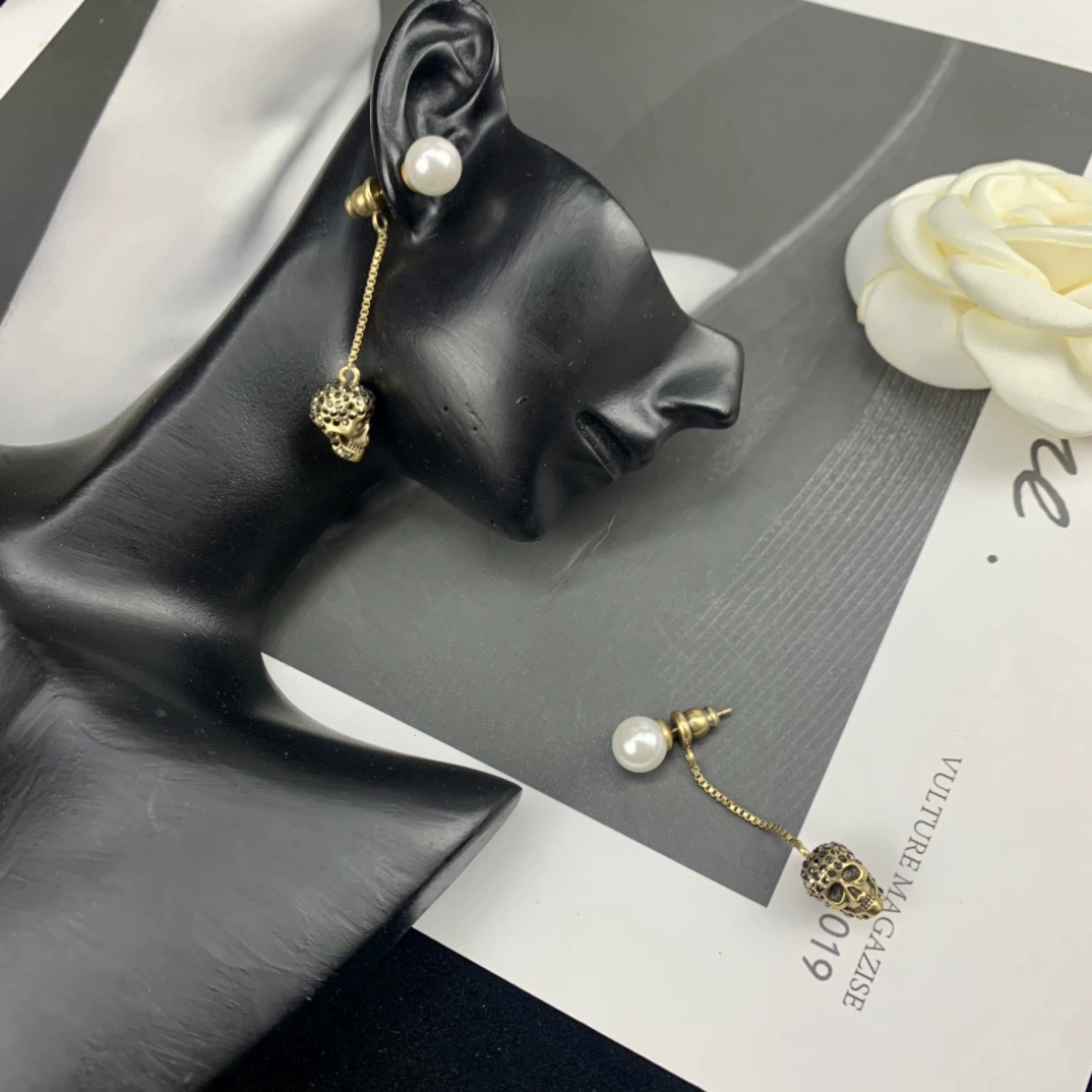 Серьги из жемчуга, длинная цепочка, стиль высокого качества, европейский стиль, панк-стиль
