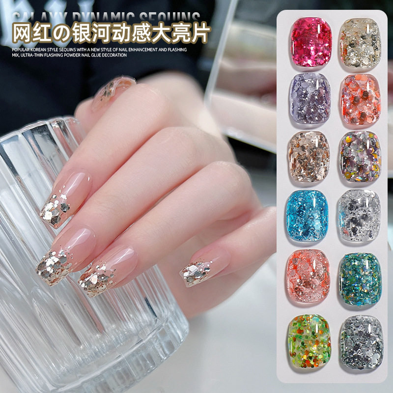 Esmalte de Uñas en Gel con Brillantina Grande Estilo Japonés 2025, Nuevo Esmalte de Uñas con Brillantina Fina de Diamante Plateado Láser, Exclusivo para Salón de Uñas