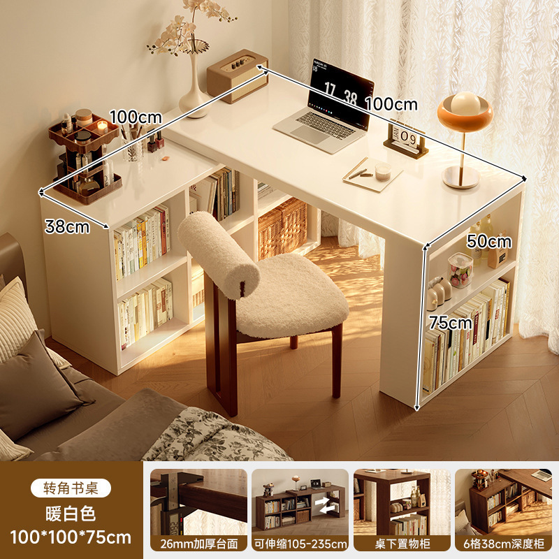 Esquina de madera maciza, escritorio, estantería, mesa integrada, dormitorio, hogar, tocador para estudiantes, escritorio para computadora en forma de l, oficina