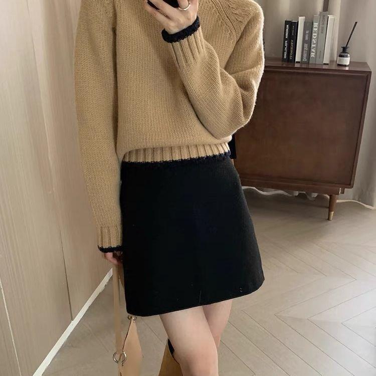 ng2510292 Pear-shaped Body A-line Women, High-waisted Pencil Skirt, Suitable For Petite Figures, Spring And Autumn, Slimming Black_ecoleips.com