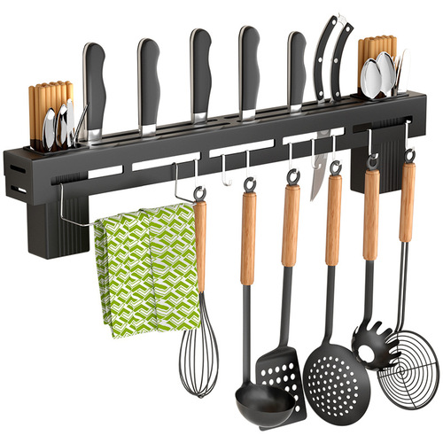 Corner wall hanging no punching kitchen knife holder hanging chopstick tube storage spatula drain rack wall punching free