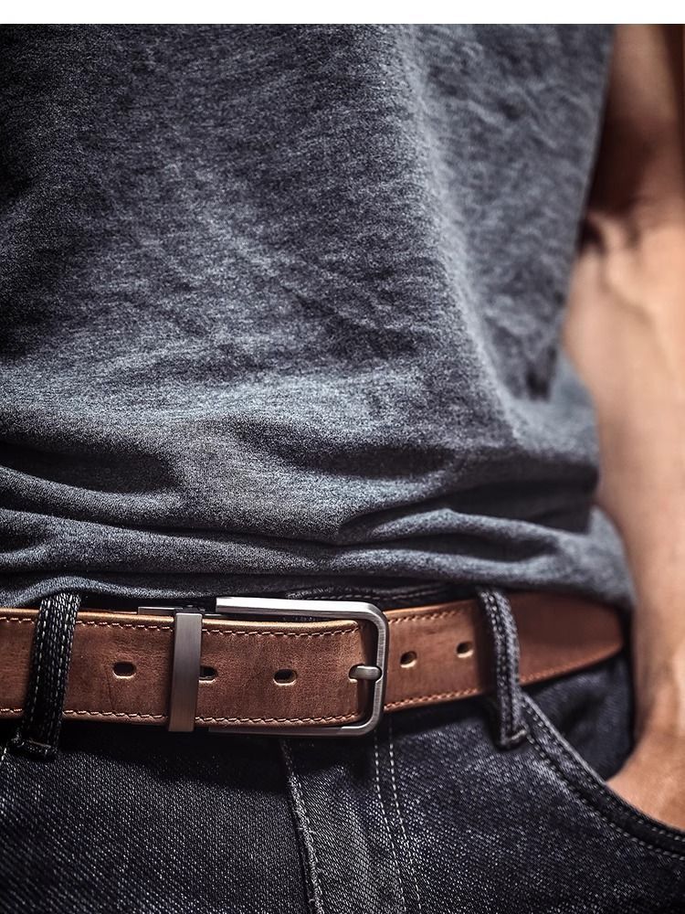 El Yapımı Üst Katman Sığır Derisi Kemer Vintage Bitki İşlemi Saf Sığır Derisi Iğne Toka Erkek İş Pantolonu Antikleştirilmiş Gerçek Deri Pantolon Kemeri