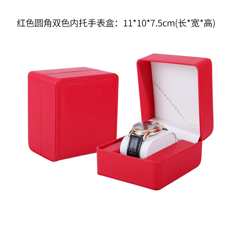 Fuente de fábrica pu caja de reloj flip reloj caja de embalaje pu cuero joyería caja de almacenamiento caja de reloj al por mayor