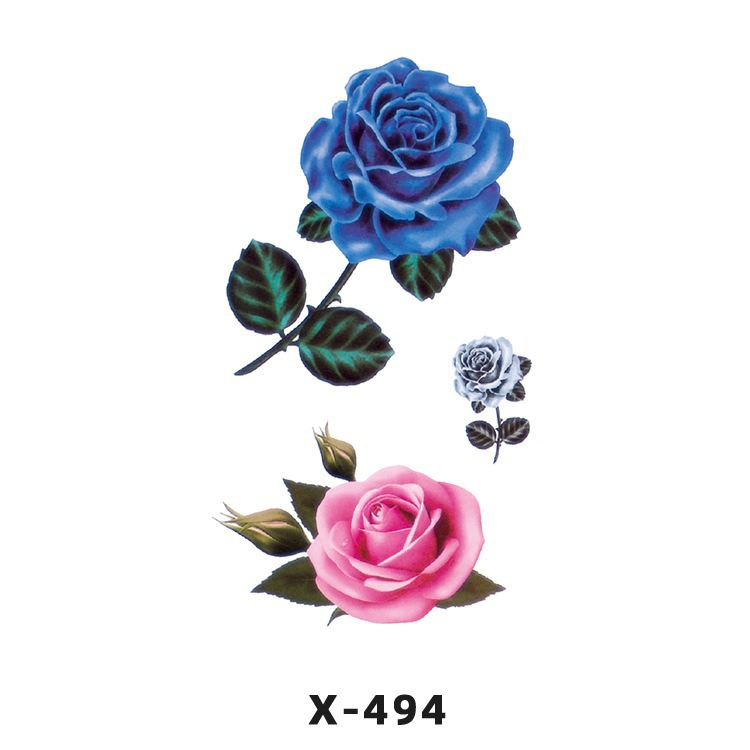 Arco de flor pequeña pegatinas de tatuaje fresco 3D dibujos animados transfronterizo Henna rosa impermeable texto en inglés pegatinas de tatuaje