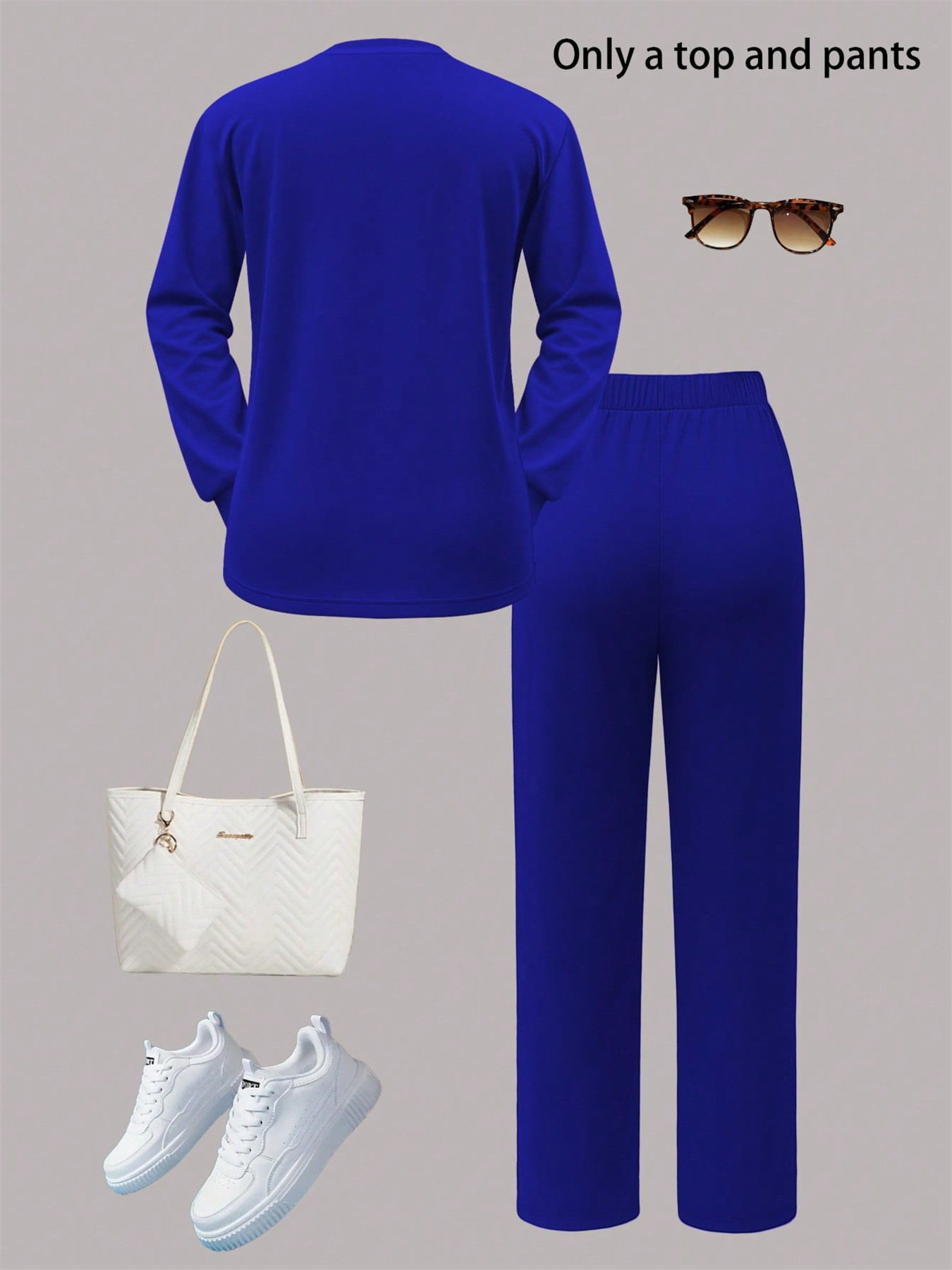 Women's Autumn/Winter Two Piece Set Style Solid Color Round Neck Long Sleeve Top With Wide Leg Straight Leg Pants_ecoleips.com