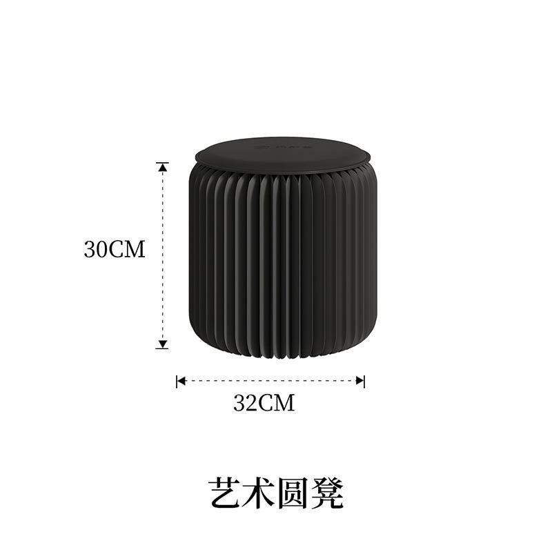 現物卸売り円柱折り畳み腰掛け家庭用純色折り畳み可能携帯収納ネット赤円形児童腰掛け|undefined