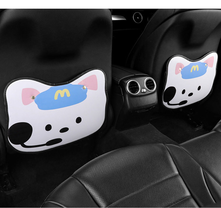 Blue Hat Puppy Cartoon Car Anti-kick Pad Universal Rear Seat Seat Back Anti-dirty Protective Pad Car Rear Seat Protective Pad