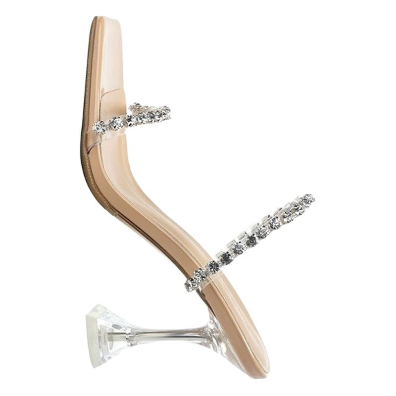 Прозрачные туфли на высоком каблуке, женские летние 2023, новые модные сандалии на тонком каблуке кибер-знаменитостей с сандалиями и тапочками для верхней одежды, сандалии со стразами