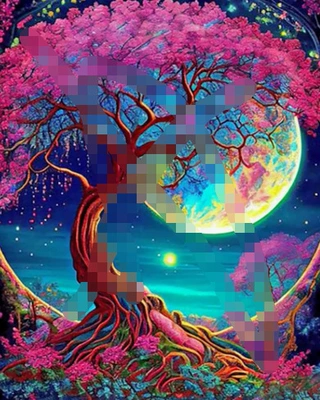 Avtomobil döşəmə paspasları — Wholesale Diamond Painting Crystal Velvet - colorful-moon-tree-5080cm